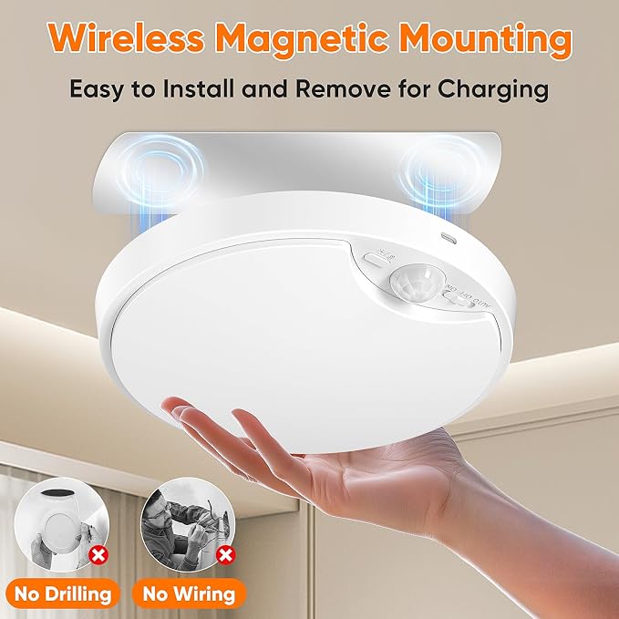 2 Pack 10000mAh Rechargeable Motion Sensor Ceiling Light - Image 7