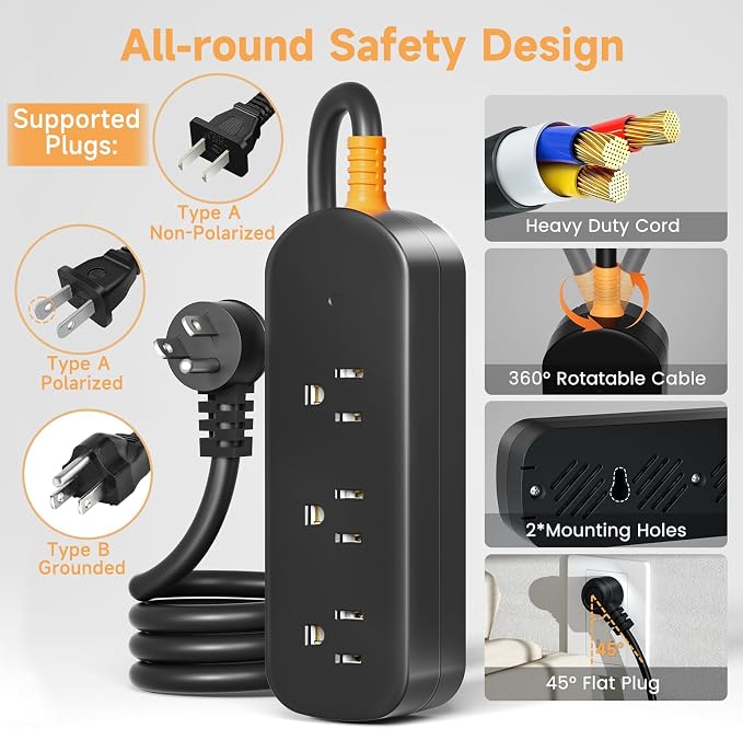 Outdoor Surge Protector Waterproof Power Strip Weatherproof 10 FT Extension - Image 8