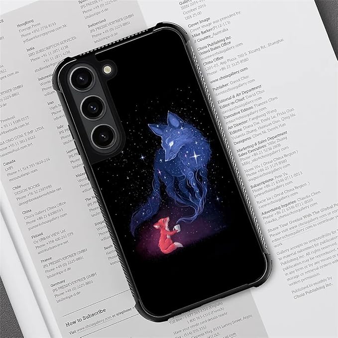 for Samsung Galaxy S23 Case, Galaxy Fox Wolf Pattern Graphic Design Girl Boy - Image 2