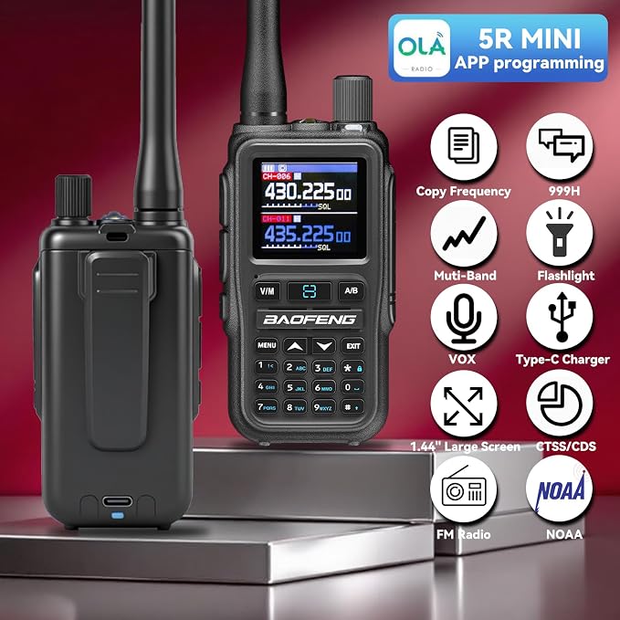 BAOFENG UV5RMINI Two Way Radio NOAA Weather Radio Dual PTT 999CH Survival APP - Image 2