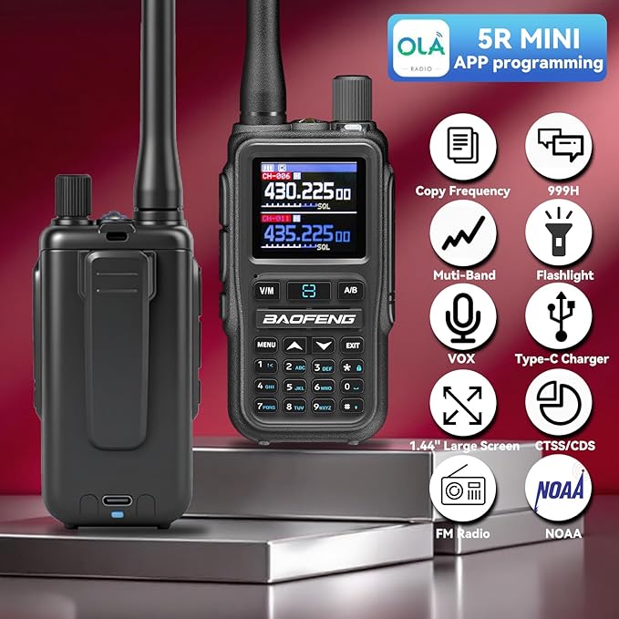 BAOFENG UV5RMINI Two Way Radio NOAA Weather Radio Dual PTT 999CH Survival APP - Image 2
