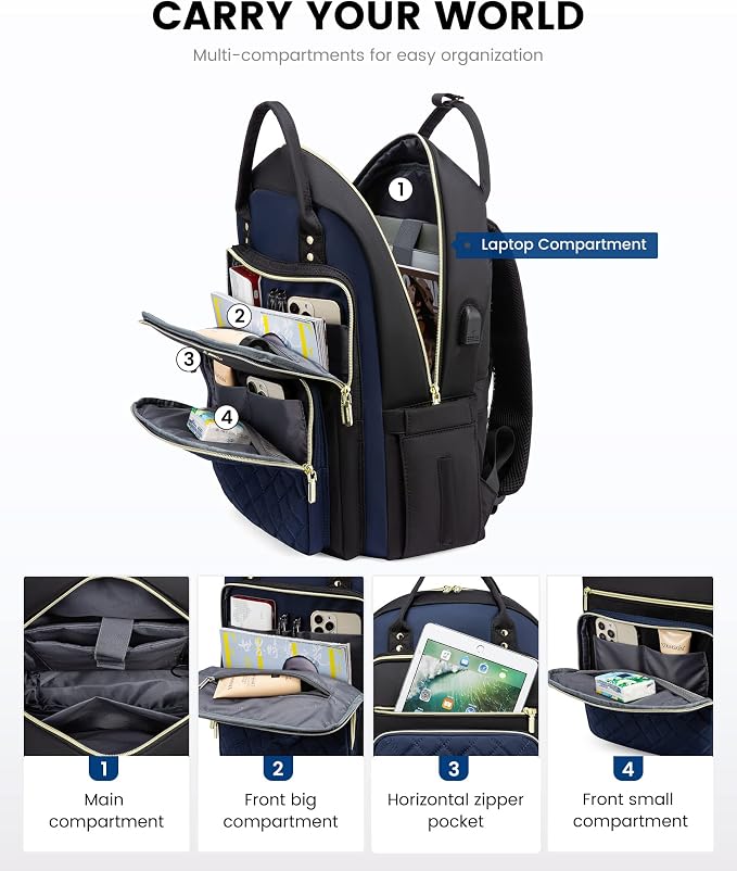 LOVEVOOK Laptop Backpack for Women, Fashion Travel Work Commuter Backpack Purse - Image 3