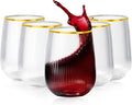 Lueumxc 36 Pack Plastic Wine Glasses, 15Oz Gold Rim Origami Disposable Wine by Lueumxc