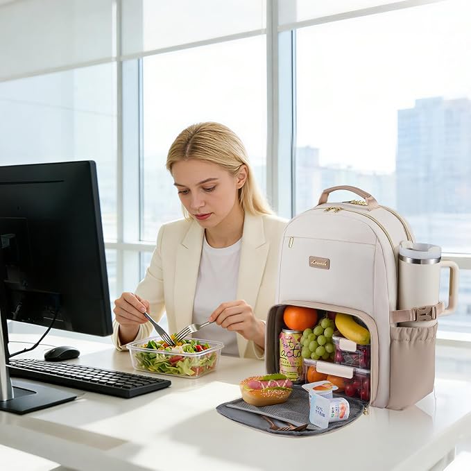 LOVEVOOK Lunch Backpack with Lunch Compartment, 15.6 Inch Laptop Work Travel - Image 2