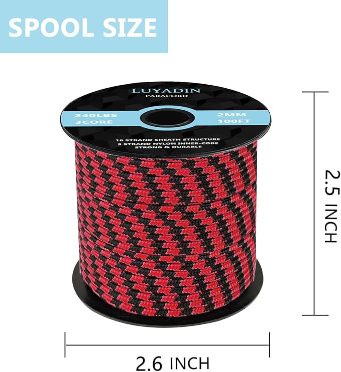Paracord 240lb - Diameter 2mm Micro Utility Cord -3 Strand Parachute Spool Cord - Image 2