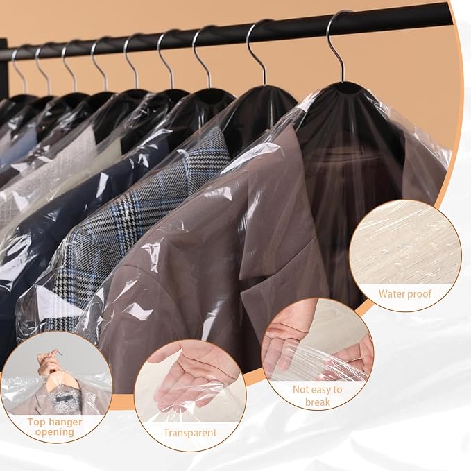 90 PCS Dry Cleaner Bags Plastic Clear 51 Inches, Garment Bags - Image 3