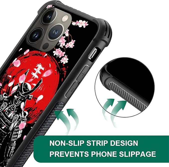 for iPhone 14 Pro Max Case, Sakura Japanese Samurai Pattern Graphic Design Girl - Image 2