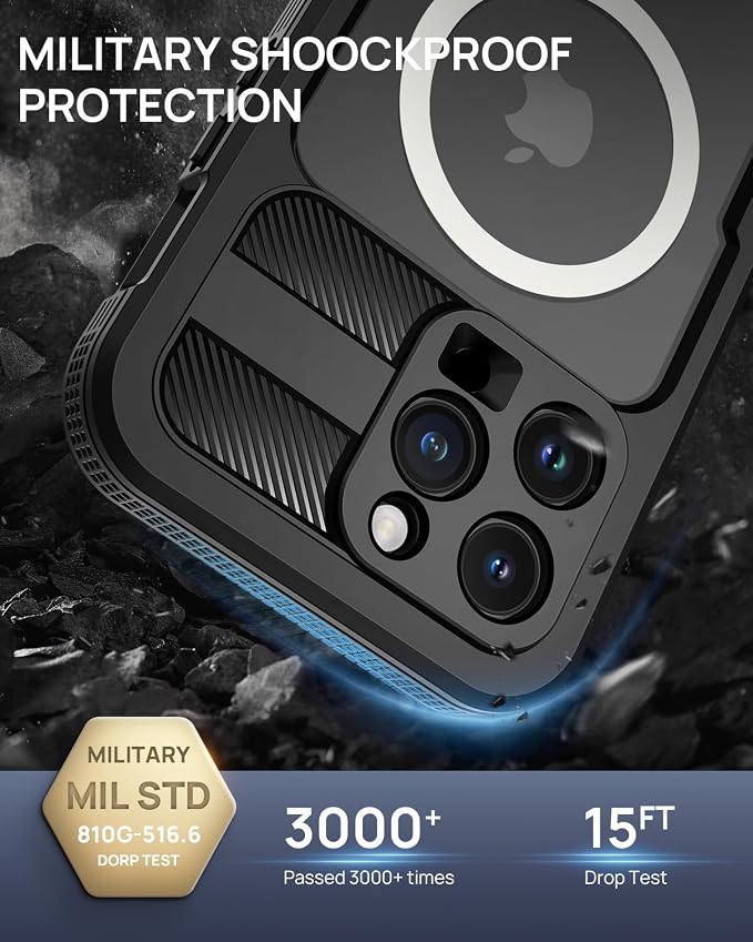 Lanhiem Magnetic for iPhone 15 Pro Max Case, IP68 Waterproof Dustproof Case - Image 4
