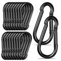 Black Carabiner, Heavy Duty Galvanized Steel Spring Snap Hook Carabiner Clips by High-PQ