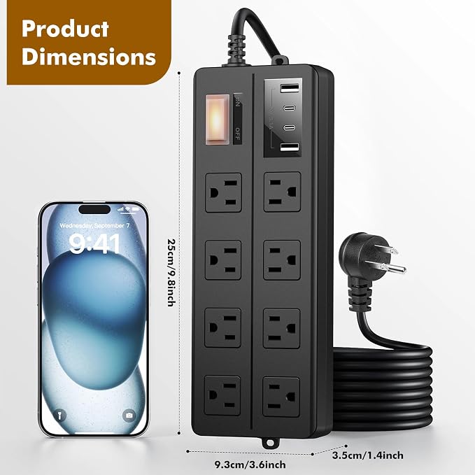 15FT Outdoor Waterproof Power Strip Surge Protector - Image 6