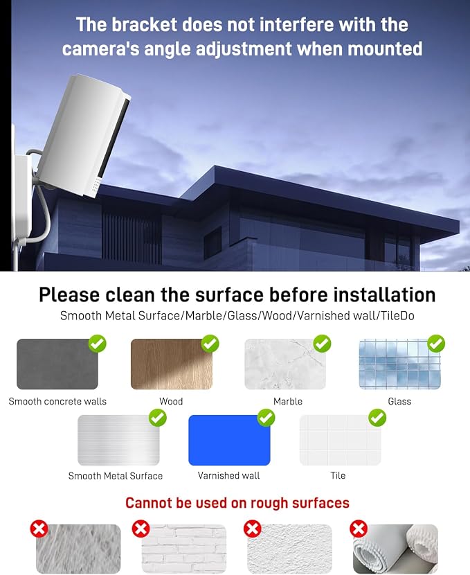 No Drill Ring Indoor Cam Adhesive Wall Mount Bracket, Strong Durable Adhesive - Image 4