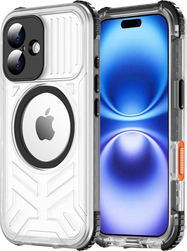 Red2Fire for iPhone 16 Case Waterproof, Phone Case 6.1" Black by Red2Fire