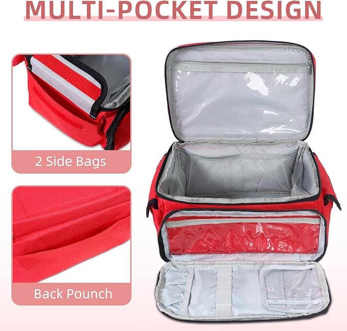 ALSLEA First Aid Bag Empty First Aid Kit Storage Box 12" x 9" x 7" Medical Bag - Image 3