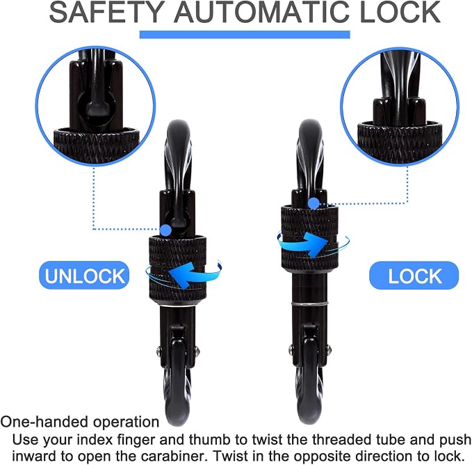 BEIFENG Heavy Duty Lightweight Locking Carabiner Clips D Ring - Image 4