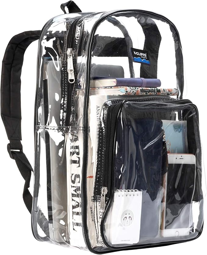 K-Cliffs Large Transparent Backpack Clear Heavy Duty School Bag Durable Student - Image 6