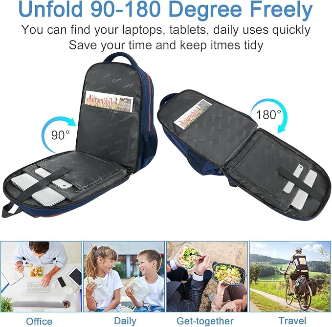 MATEIN Laptop Backpack with Lunch Compartment, Large Insulated Lunch Backpack - Image 5