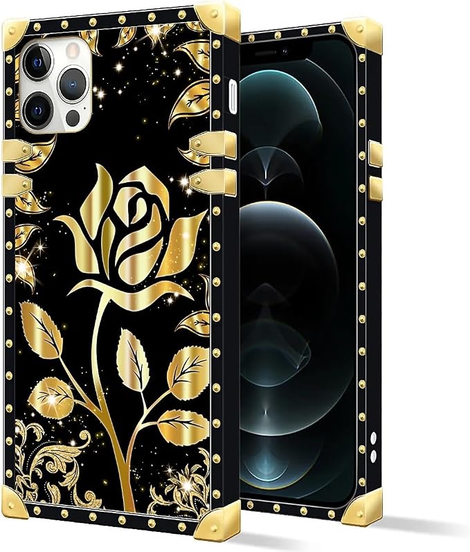 Compatible with iPhone 11 Pro Max Case, Shine Gold Rose Luxury Golden Decoration - Image 2