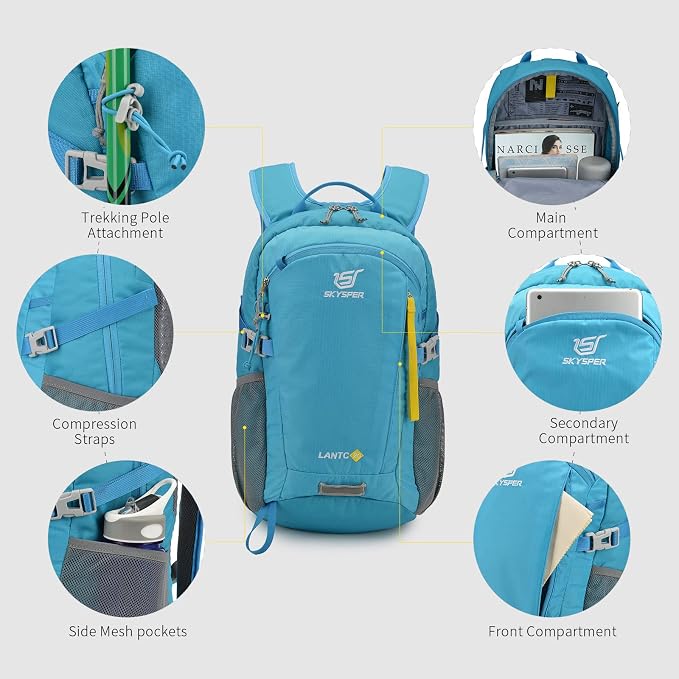SKYSPER Small Hiking Backpack, 20L Lightweight Travel Backpacks Hiking Daypack - Image 4