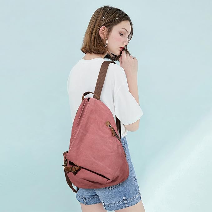KL928 Canvas Vintage Backpack – Large Casual Daypack Outdoor Travel Rucksack - Image 7