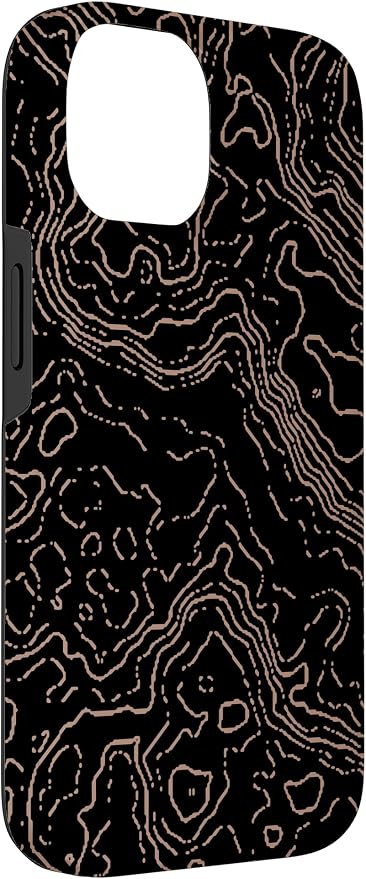 Topography Black & Brown Abstract Pattern Topographic Map Case - Image 3