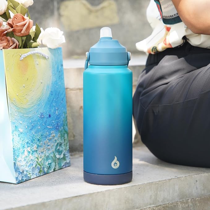 BJPKPK Water Bottle with Straw Lid, 32oz Vacuum Insulated Water Bottles - Image 7