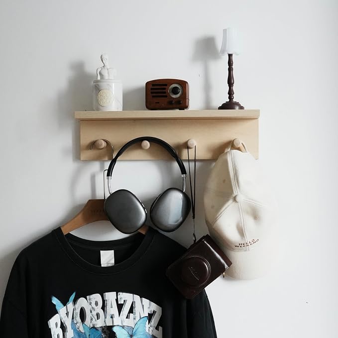 Entrance Coat Rack ，Coat Hooks, Wall-Mounted Wooden Hook Rack, Wall-Mounted - Image 4