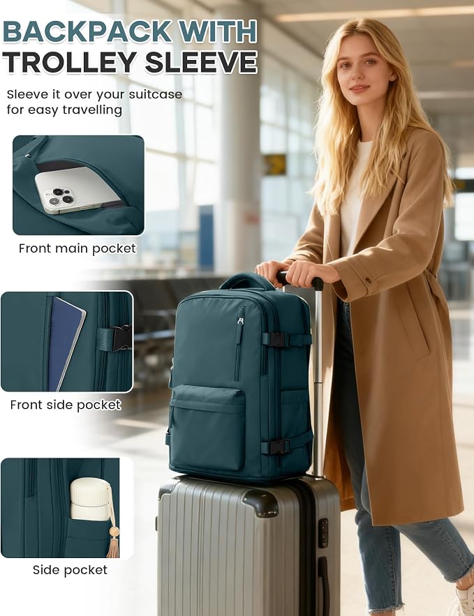 WONHOX Large Travel Backpack Carry on Flight Approved Laptop Work Business - Image 5