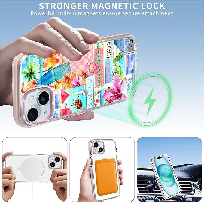Case for iPhone 13/14, Coastal Beach Cover Coquette Collage Phone Case - Image 3