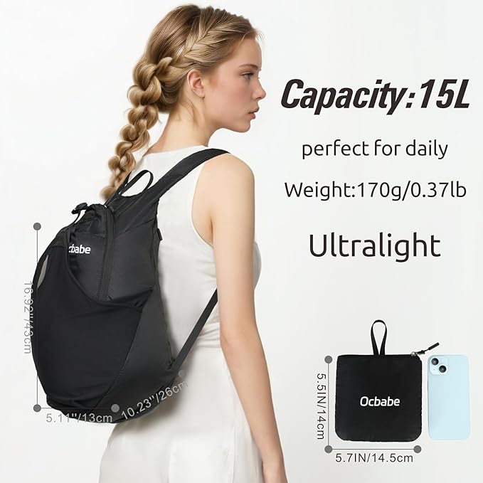 Ultra Lightweight Foldable Backpack, Water Resistant Small Packable Hiking - Image 2