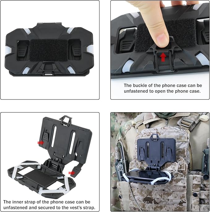 Phone Mount MOLLE Vest Plate Carrier Tactical Phone Holder, Quick Release Flip - Image 6