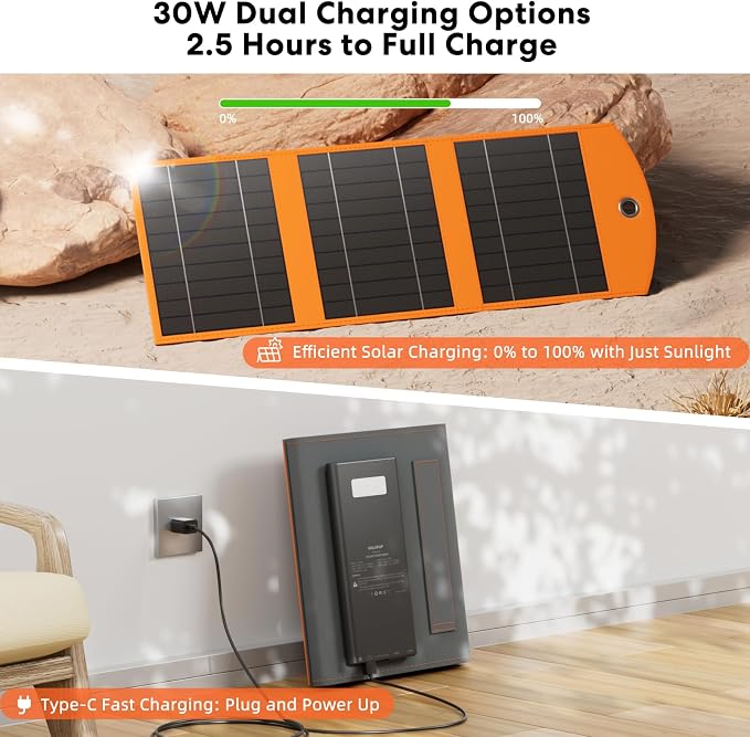 SOLUPUP 10000mah Solar Charger Power Bank, 30W Foldable Portable Solar Panel - Image 3