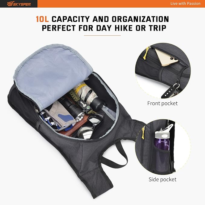 SKYSPER Small Daypack 10L Hiking Backpack Packable Lightweight Travel Day Pack - Image 3