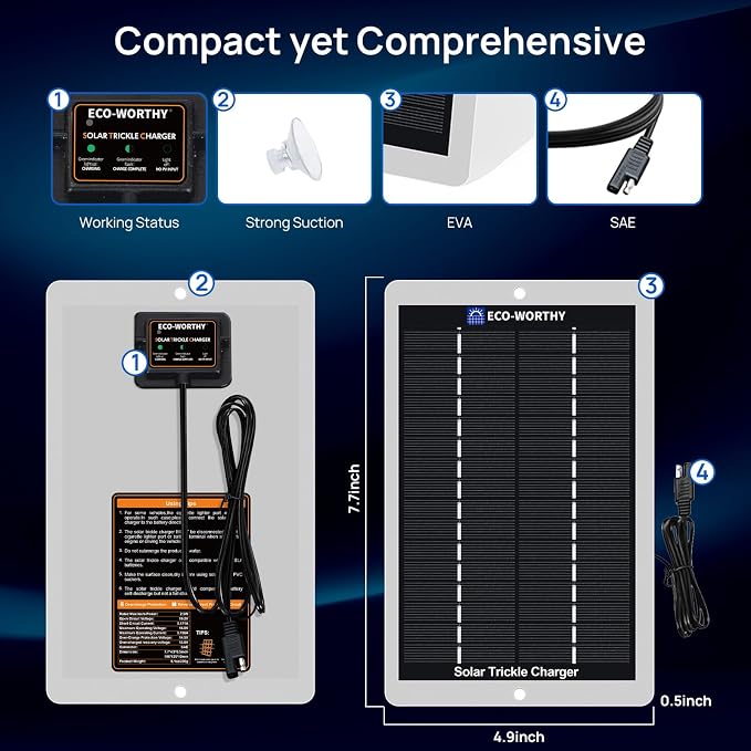 ECO-WORTHY Solar Battery Charger 12 Volt Waterproof Portable Power Solar Panel - Image 6