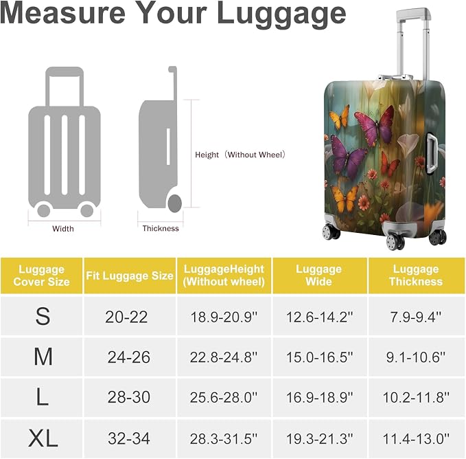 ANNA QUEEN Butterfly Garden Luggage Cover, Colorful Butterfly and Flower - Image 5