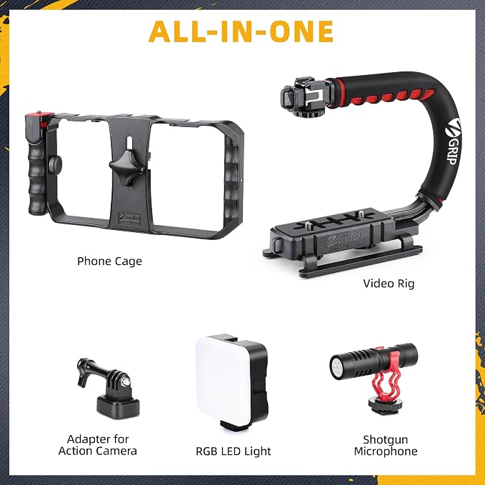 Zeadio All-in-One Smartphone Camera Stabilizer Kit, Portable Handheld Video Rig - Image 2