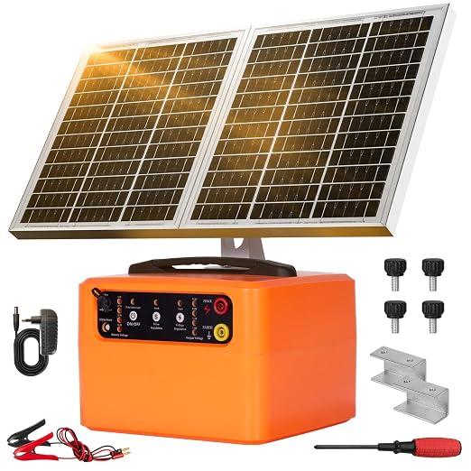 30 Miles/48km Solar Electric Fence Charger, 15W Solar Powered Fencer by LEOMAUNYX