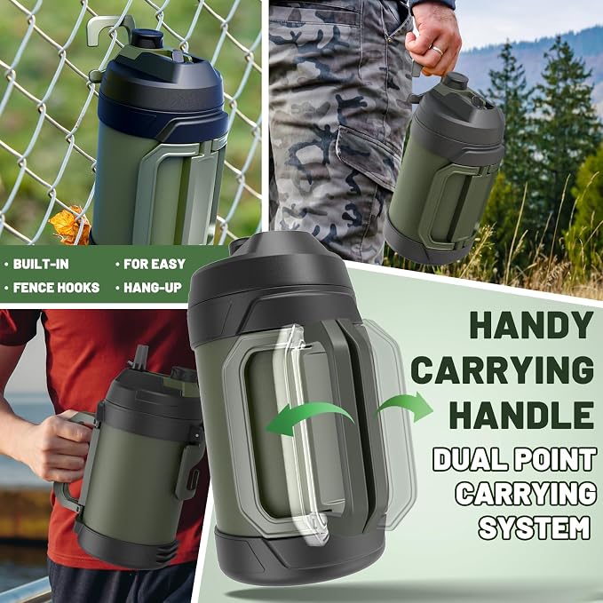 1 gallon water jug, 128 oz Large Insulated Stainless Steel Sports Water Jug - Image 4