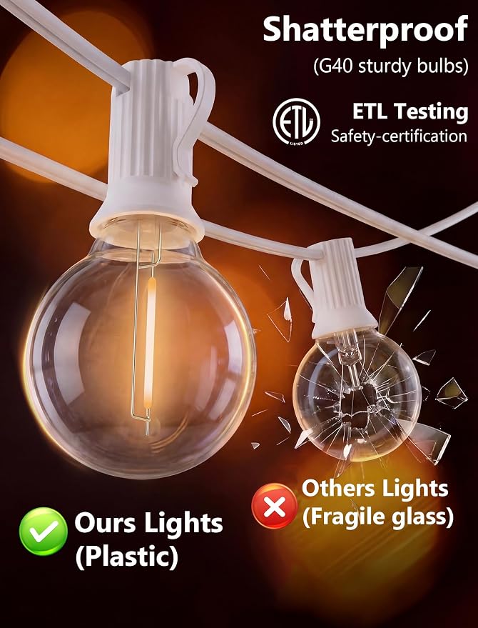 GOOTHY LED Outdoor String Lights Waterproof, 50Ft G40 Globe Patio Light Plug in - Image 5