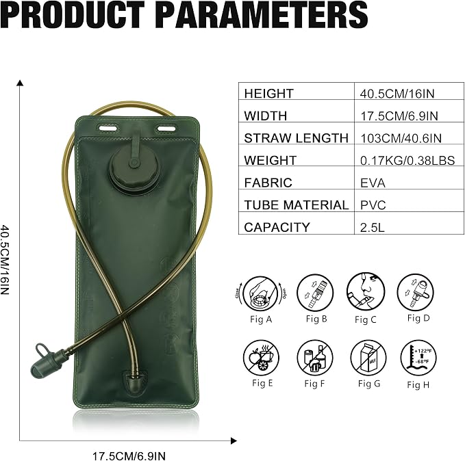 Mardingtop Hydration Bladder, 2.5 Liter Leak Proof Water Bladder, Military - Image 2