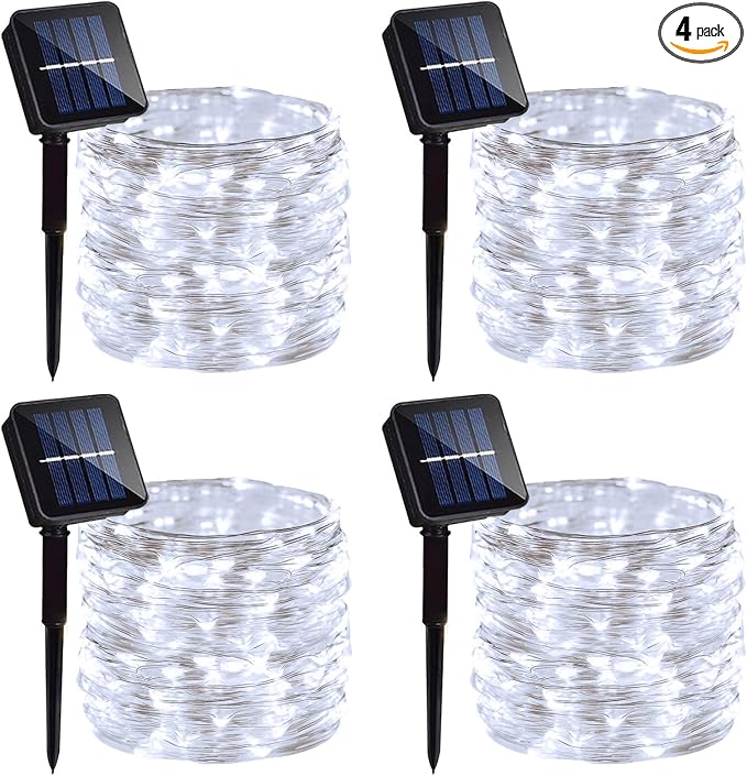 4 Pack Solar Fairy Lights 131.2Ft 400 LED, Twinkle Lights by Danhh