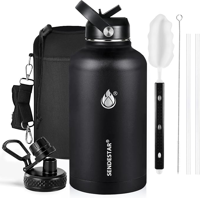 Insulated Water Bottle 64 oz, Triple Wall Vacuum Stainless Steel Water Bottles by Sendestar