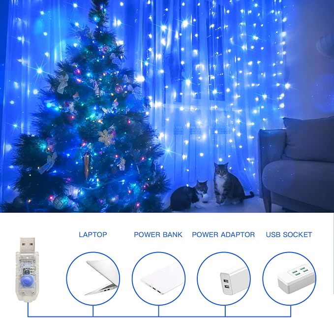 suddus Curtain Lights for Bedroom, 200 Led Hanging String Lights Outdoor - Image 3