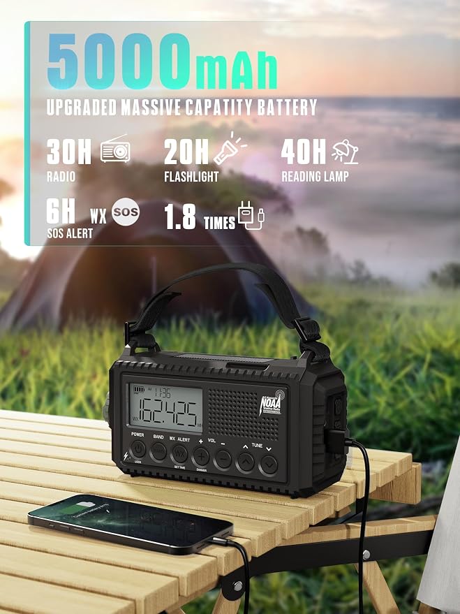 5000 Hand Crank Emergency Radio, NOAA Weather Radio - Image 4