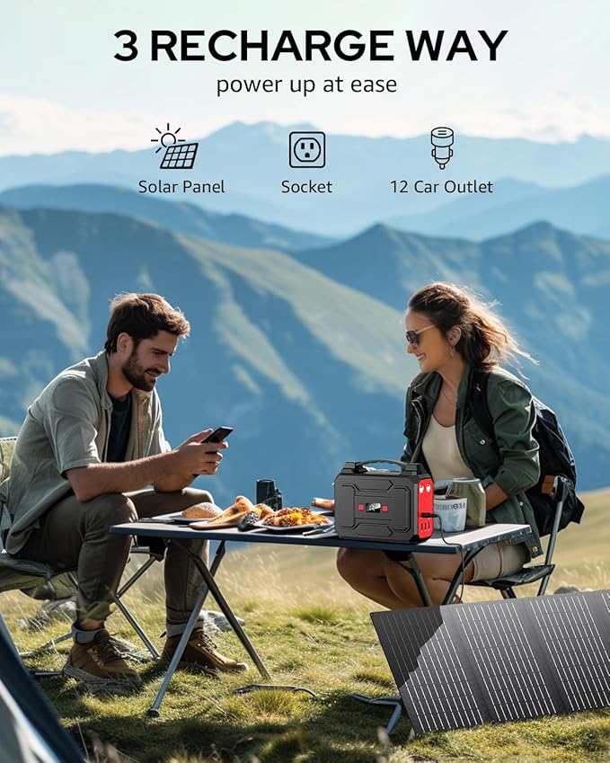 Solar Powered Generator 200W Peak/100W Rated, Portable Solar Generator Power - Image 4