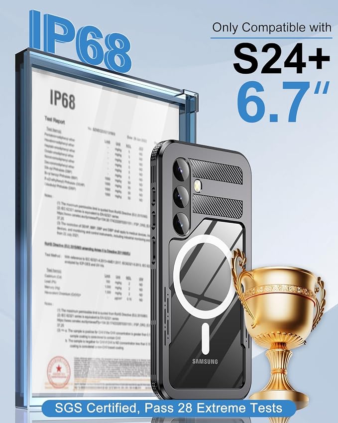 for Samsung Galaxy S24+ Plus Waterproof Case, Magnetic Heavy Duty Military - Image 2