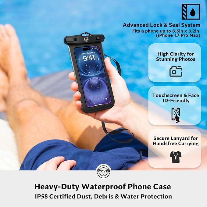 STOVER 5/10/25/30/40/55L Waterproof Dry Bag- Roll-Top Backpack w/Phone Case- - Image 6