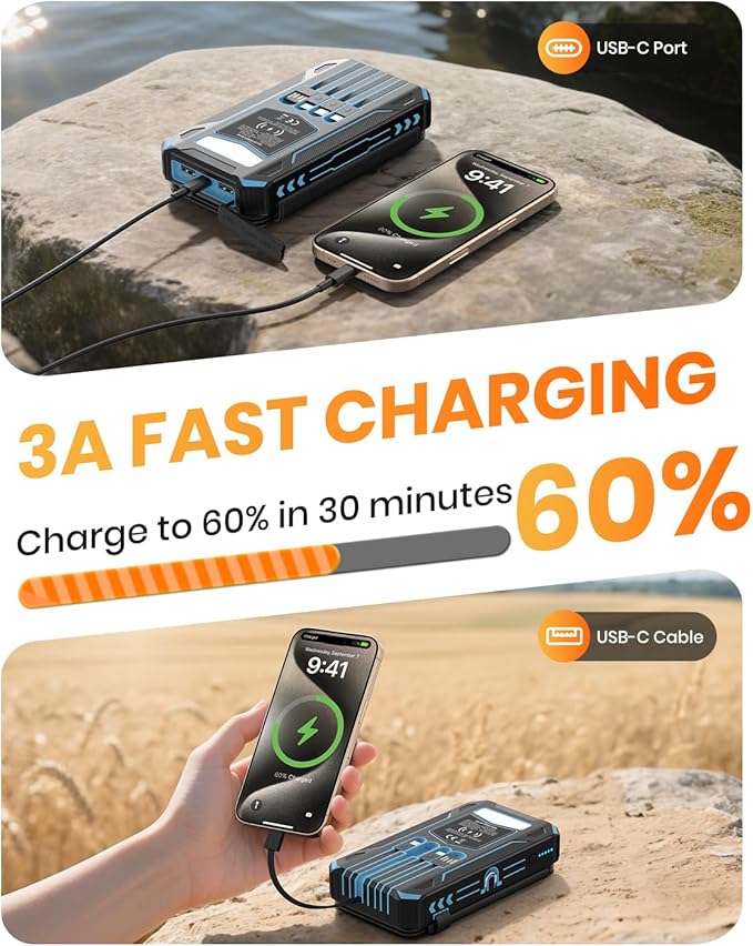 SOARAISE Solar Charger Power Bank - 48000mAh Wireless Portable Charger Built-in - Image 4