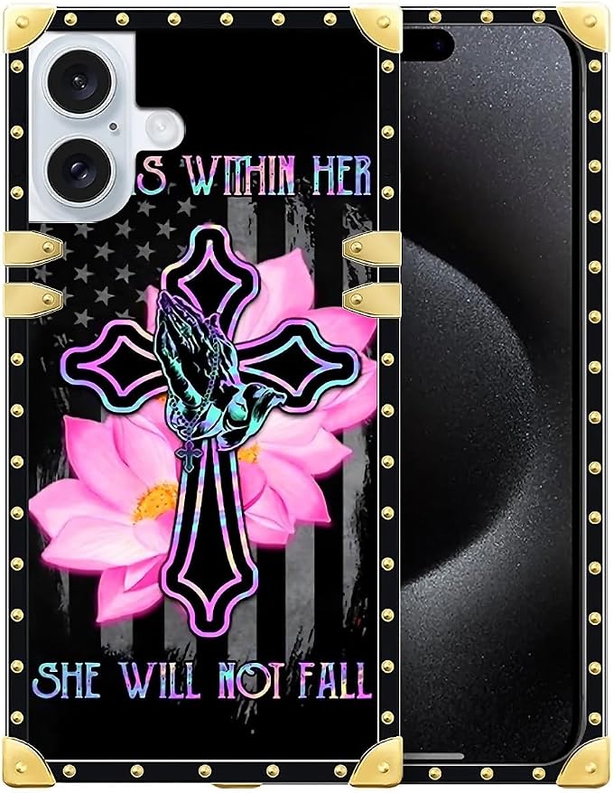 Compatible with iPhone 16 Plus Case, Praying Cross Hands Luxury Golden by Unknown
