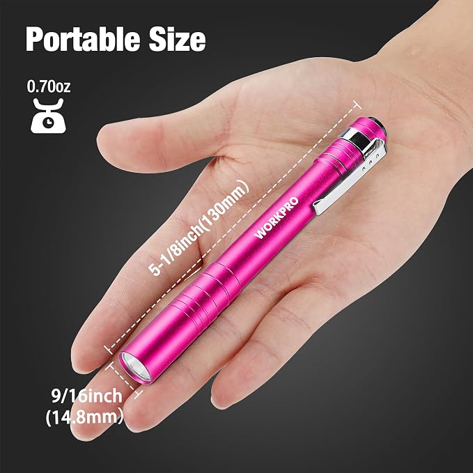 WORKPRO LED Pen Light, Aluminum Pen Flashlights, Pocket Flashlight - Image 2