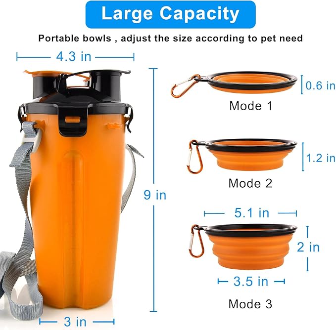 Dog Travel Water Bottle Collapsible Bowls, 2 in 1 Pet Food Container - Image 5